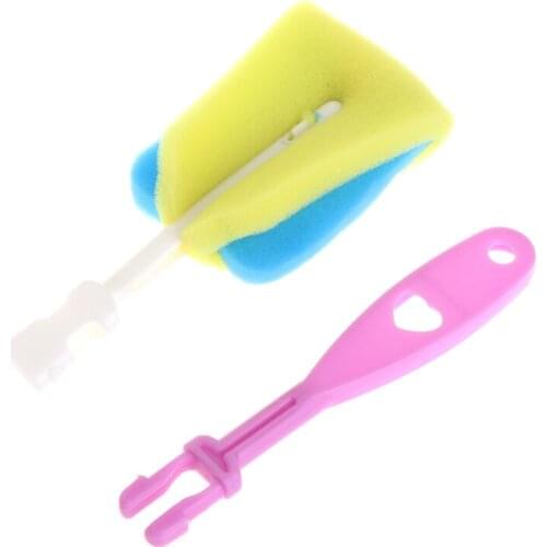 4pcs/set Sponge Brush Baby Bottle Cup Glass Pacifier Washing Clean Cleaner Tool Q1FE