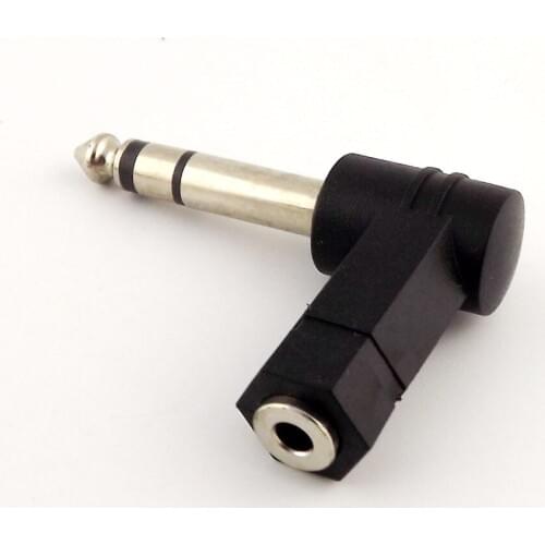 2pcs 6.35mm 1/4" Stereo Male To 3.5mm Female Right Angle Audio Adapter Connector