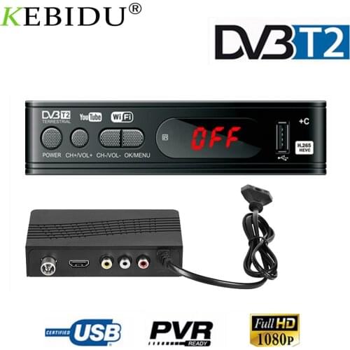 Kebidu DVB-T2 Tuner Receiver HD 1080P Satellite Decoder TV TV Tuner DVBT2 DVB C USB Built-in Russian Manual For Monitor Adapter