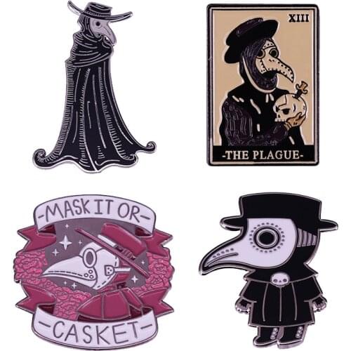 Gothic Doctor Plague Death Tarot Enamel Brooch Pins Metal Badges Lapel Pin Brooches Jackets Jeans Fashion Jewelry Accessories
