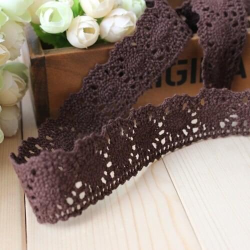 20Yards cheap Coffee Color Cotton Lace Crochet Ribbon Lace Wholesale Width 10mm .Lace Trim Edging Wedding