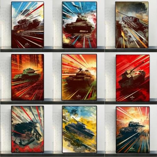 Retro Art Tank Game Armor Canvas Painting Poster Bedroom Living Room Sofa Wall Decoration Painting Childrens Room Decoration