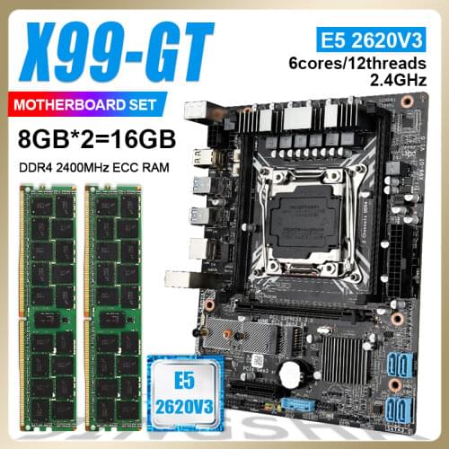 X99 Motherboard with XEON E5 2620 V3 2*8G DDR4 2400MHZ ECC Memory Combo Kit Set NVME USB3.0 ATX Server