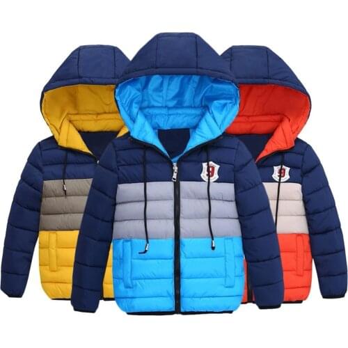 New Winter Child Kids Striped Printed Hoodie Zipper Coats Keep warm Jacket Hat drawstring Muscle cotton Multicolor Simplicity Y4