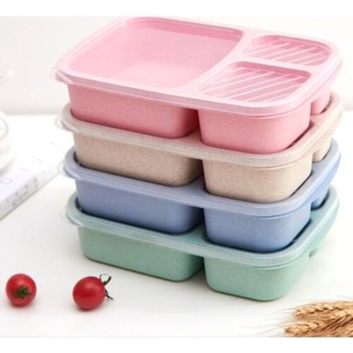 Healthy Material Microwave Lunch Box Wheat Straw Dinnerware Food Container Storage Portable Bento Boxes Children Kids Lunchbox