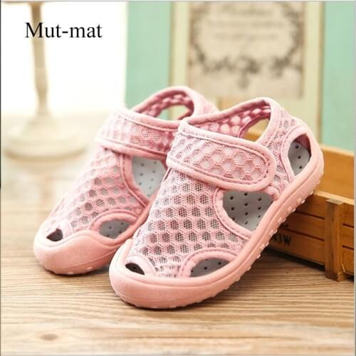 Summer new childrens net shoes boys and girls baby breathable sandals beach shoes hollow 1-7 years old