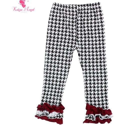 Kaiya Angel Hot 2017 Royal Blue Cotton Floral Print Pants Ruffle Girl Pants Autumn Girls Clothes Girls Leggings Toddler Leggings