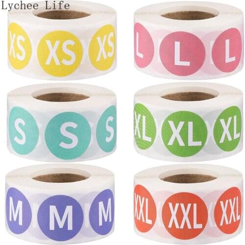 Lychee Life 1Roll Color XS L XL Clothing Size Label Sticker Product Specifications Distinguish Label Diy Scrapbooking Crafts