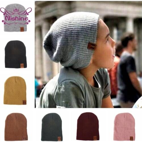 Nishine Fashion Autumn and Winter Warm Baby Wool Hat Toddler Knit Hats Solid Color Children Kids Girls Cap Holiday Gifts