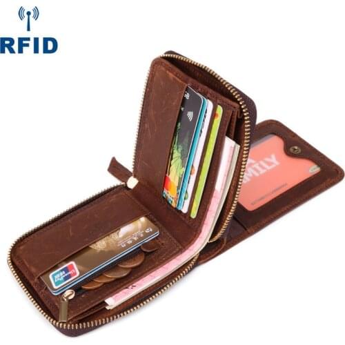 Genuine Leather Men Wallets Short Coin Purse Small Retro Wallet Cowhide Leather Card Holder Pocket Purse Men Wallets