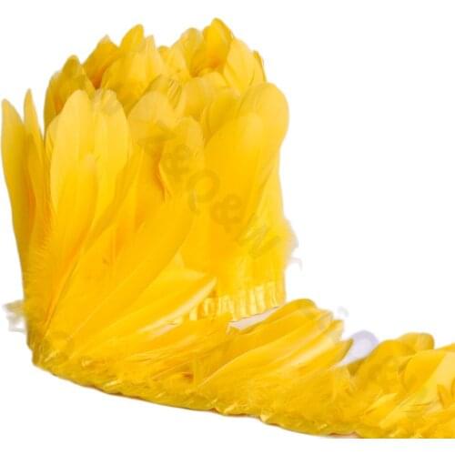 Natural goose feather dyed golden yellow to make 2 meters cloth strip diy feather skirt shawl stage wings decoration