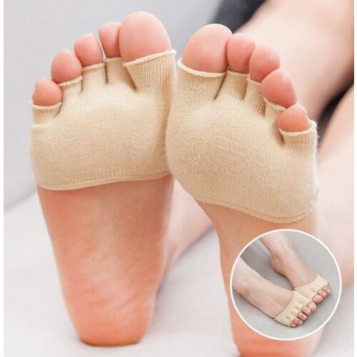 New 2PCS/Pair Fashion Womens Summer Socks Casual Invisible Socks Ladies Invisible Non Slip Toe Socks Half Grip Heel Five Finger