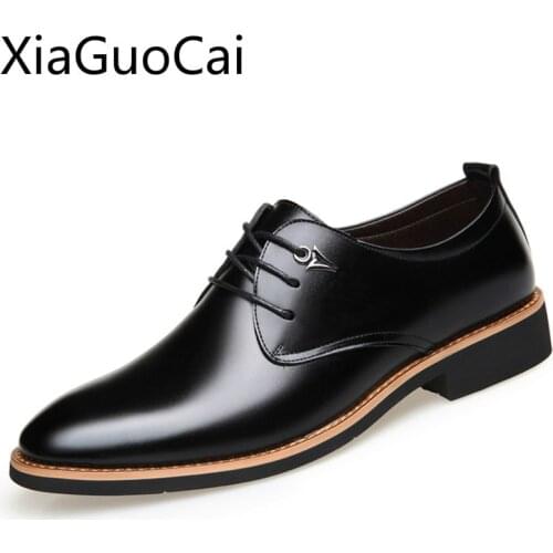 New Arrival Lace Up Solid Mens Business Casual Shoes Pointed Boss Style Dress Shoes PU Formal Derby Shoes
