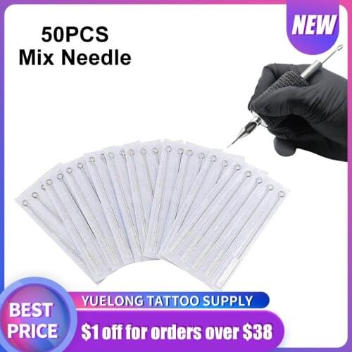 50pcs Disposable Tattoo Needles Mix Needles 10 Sizes 3RL 5RL 7RL 9RL 3RS 5RS 7RS 9RS 5M1 7M1 For tattoo machine Free Shipping