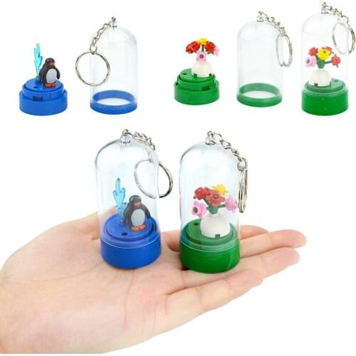 Self-Locking Bricks Friends Creator Display Box with Keychain Key Ring Show Case DIY Costomized Accessories Building Blocks Toys