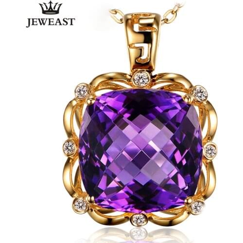 SLFD Natural Amethyst 18K Pure Gold Pendant Real AU 750 Solid Gold Upscale Trendy Classic Party Fine Jewelry Hot Sell New 2020