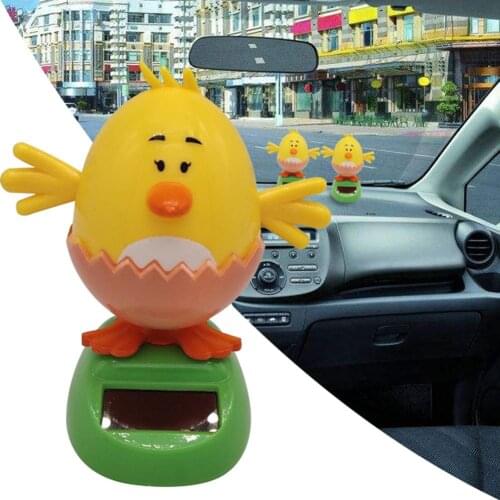 Solar Power Shaking Chick Egg Doll Car Ornament Decoration Handicraft