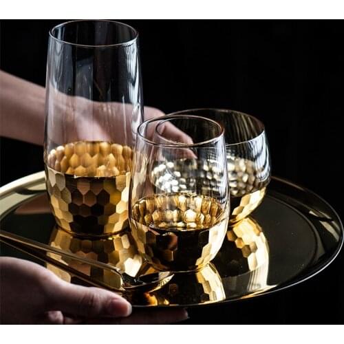 Honeycomb electroplating glass water cup creative coffee cup household tall cup heat-resistant glass tea cup household goods