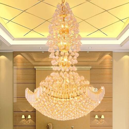 LED Gold Crystal Chandelier Lighting Fixture Modern K9 Crystal Chandeliers Home Hotel Restaurant Clubs Hanging Lights D1m*H1.5m