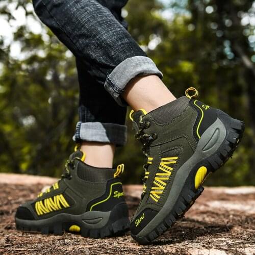 Outdoor Waterproof Men Hiking Shoes Autumn Mountain Shoes Non-slip Climbing Trekking Shoes Sport Boots Hunting Mens Sneakers