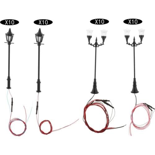 10pcs 1:100 Model Railroad LED Street Light Scenery Railway 12V Lamp Layout