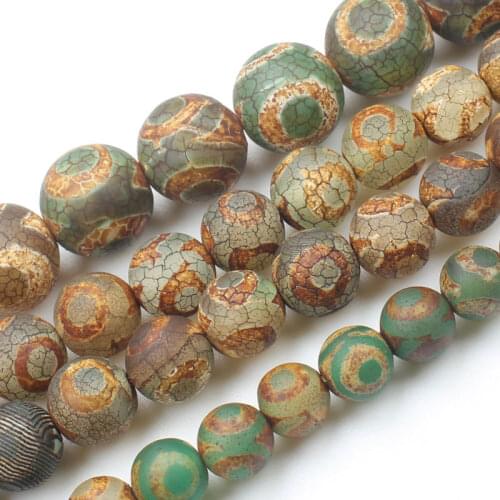 Vintage Tibet Dzi Agate Brown Green Round Beads 6-14mm ,For Jewelry making, can mixed wholesale