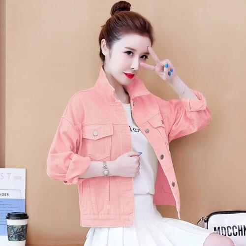 High Quality Short Denim Jacket Women Korean Pink Black Jeans Coat 2021 Spring Autumn Plus Size 5XL Loose Female Clothes G982