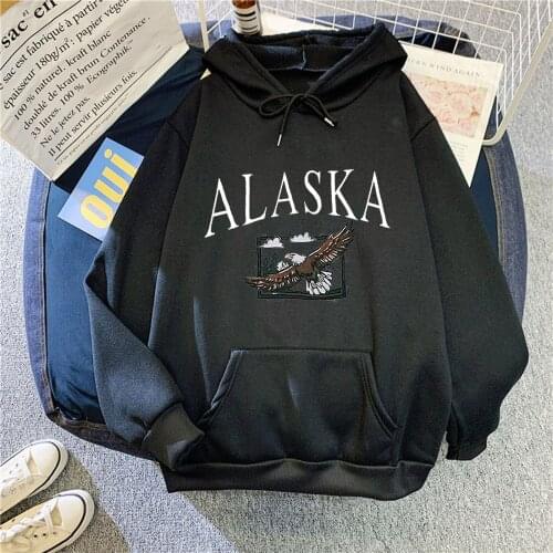 Aesthetic Printing Casual Womens Hoodies Alaska Letter Loose Sweatershirt Female Pullover Girls Street Style Jumper Sudaderas