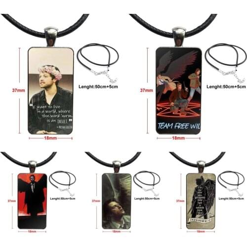 For Women Necklace Fashion Long Chain With Rectangle Necklace Jewelry Castiel Cas Supernatural