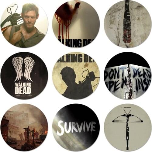 The walking dead hero Icons Pins Badge Decoration Brooches Metal Badges For Clothes Backpack Decoration 58mm