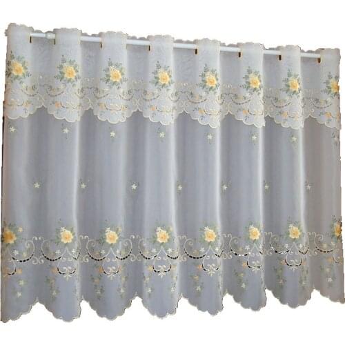 Gold Embroidered Korean Pastoral Fashion Short Valance Coffee Curtain for Kitchen Cabinet Door