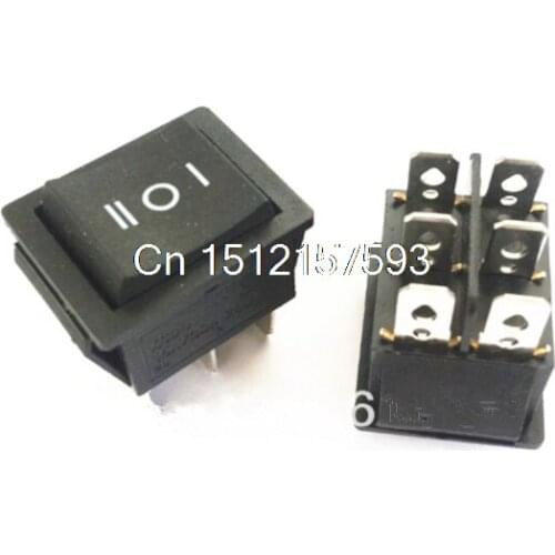 10pcs 6 Pins KCD4 AC 16A/20A 250V/125VAC DPDT Black Button Momentary Spring Returned On/Off/On Panel Mount Rocker Boat Switches