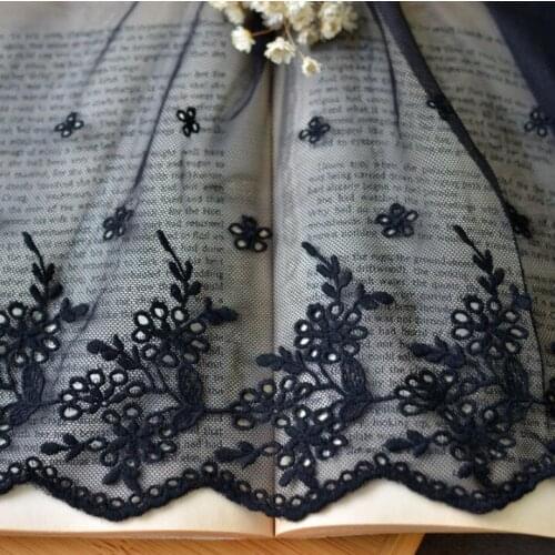 2 Meters/lot 27cm New Style DIY Garment Accessories Embroidered Lace Ribbon Black Luxury Floral Lace Fabric Trim