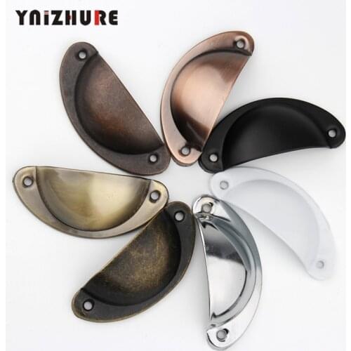 2PCS Retro Metal Kitchen Drawer Cabinet Door Handle And Furniture Knobs Handware Cupboard Antique Brass Shell Pull Handles