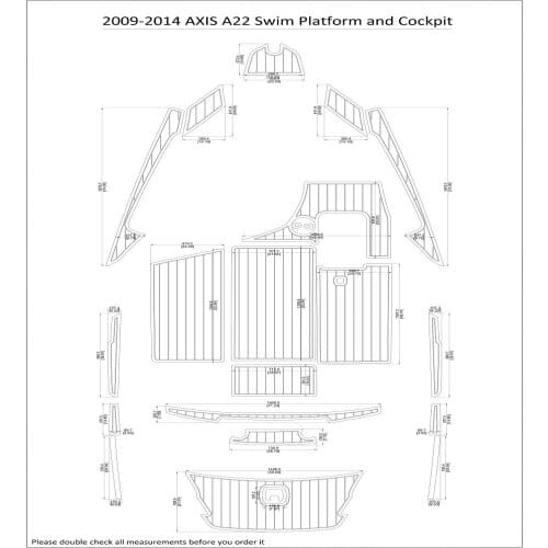 2009-2014 AXIS A22 Swim Platform Cockpit Boat EVA Faux Foam Teak Deck Floor Pad