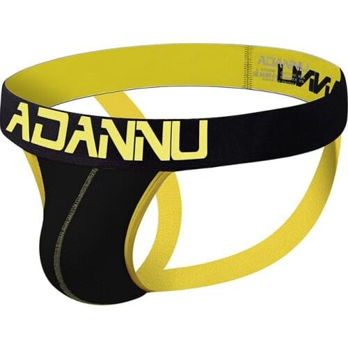 2020 ADANNU Brand Men Mesh Low Waist Sexy Men Underwear Briefs Gay Penis Pouch Wonderjock Bikini Underwear Jockstrap thong tanga