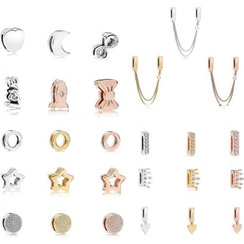 2020 New 925 Sterling Silver Rose Gold Heart Crown Clip Fit Reflection Bracelet Original Jewelry