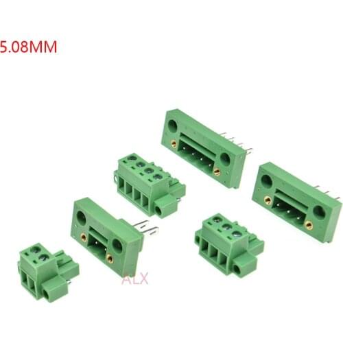 3SETS 2edg 2/3/4/5/6/8 pin 5.08MM pitch pluggable screw terminal block 5.08 PLUG TYPE pcb connector with Flange PLUG + SOCKET