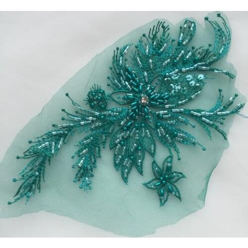 Multi 3D Flower with Rhinestones Lace Trim Wedding Fabric for Costume Dress Decor Sewing Lace Appliques Crafts