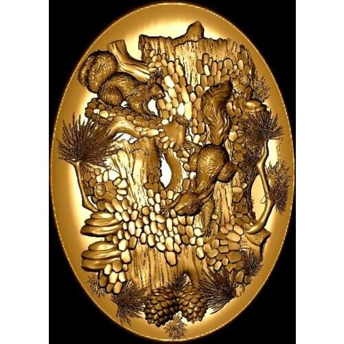 Squirrels and Tree 3d model STL relief for cnc 3d Relief Model STL Router 3 axi Engraver ArtCam Aspire animal Cut3D Vcarve