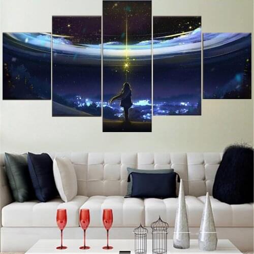 5 Pieces Wall Art Canvas Painting Anime Inspired Poster Home Decoration For Living Room Modern Framework Modular Pictures