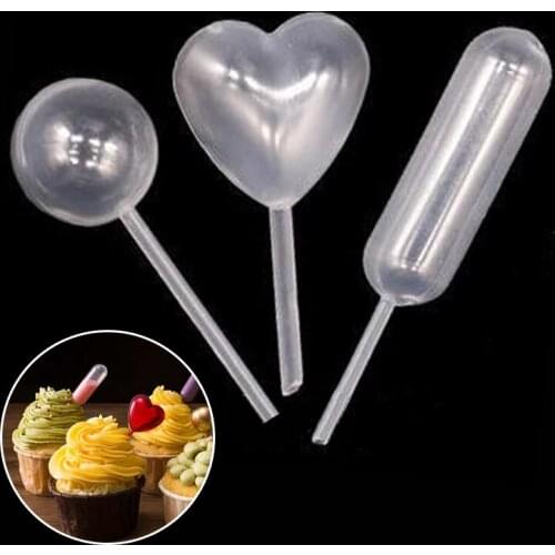 50 Pcs/pack Dessert Juice Straw Dropper Flow Heart Clip Jam Straw Burette Dessert Kitchen Baking Decoration Cake Baking Tools