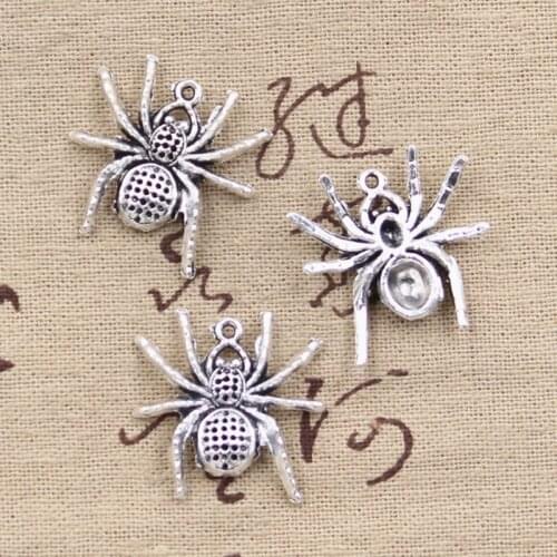 8pcs Charms Spider Halloween 25x26mm Antique Making Pendant fit,Vintage Tibetan Silver color,DIY Handmade Jewelry