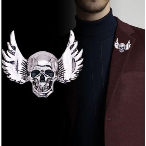 New Skeleton Design Pop Punk Style Brooches for Women Skull Broches mujer Pin Fashion Wings Broches para ropa Jewelry Party Gift