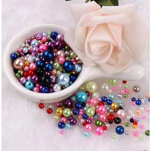 150-200Pcs/Pack Mix Size 3/4/5/6/8mm Beads With Hole Colorful Pearls Round Acrylic Imitation Pearl DIY For Jewelry Making Craft