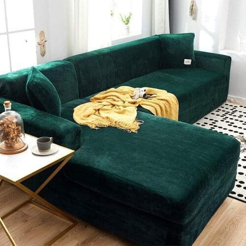 Velvet Stretch Sofa Covers Elastic Furniture Protector Polyester Loveseat Couch Cover for Living Room 1/2/3/4-seater