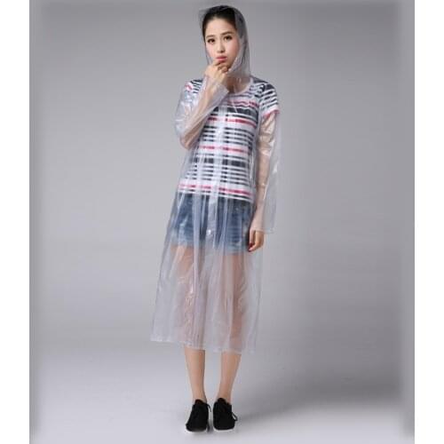 Adult Thickened raincoat poncho Fashion transparent rainwear student conjoined long travel hiking PVC plastic rain coat