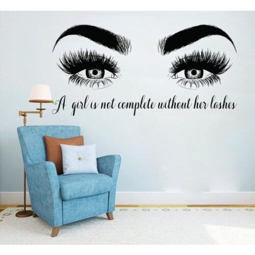 Living Room Home Decoration Art Poster Eyelashes Eyes Lounge Beauty Quote Room Removable Vinyl Wall Sticker Decal