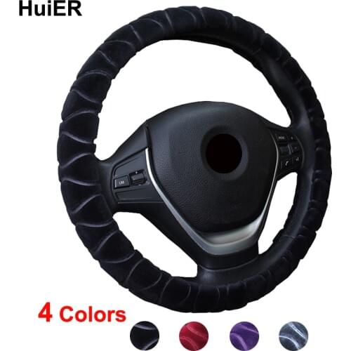 HuiER Car Steering Wheel Cover Flower Plush Super Soft Comfortable Anti-slip For 15" Car Styling Steering-wheel Free Shipping