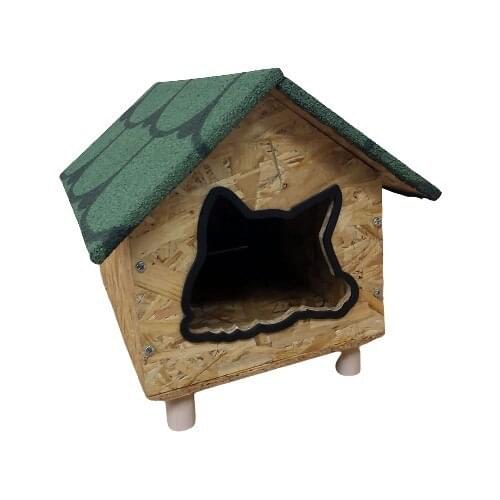 Marina Wood Roofed Wooden Cat Booth